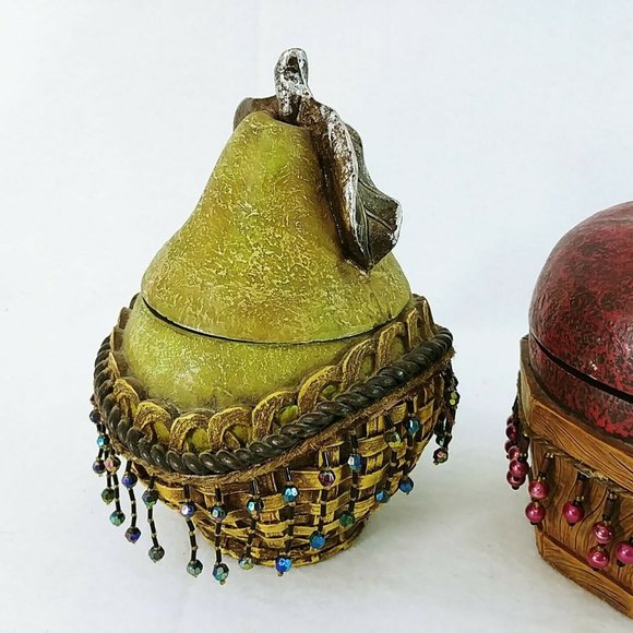 Storage Box Caddy with Lids Apple Pear Beaded Decorative Resin - Picture 9 of 10